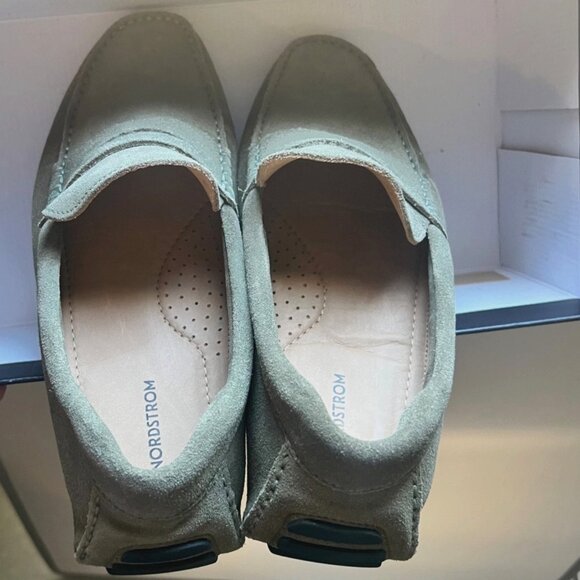 Nordstrom Cody Olive Suede Shoes Leather Driving Loafers Men Size 9.5M - Picture 6 of 9